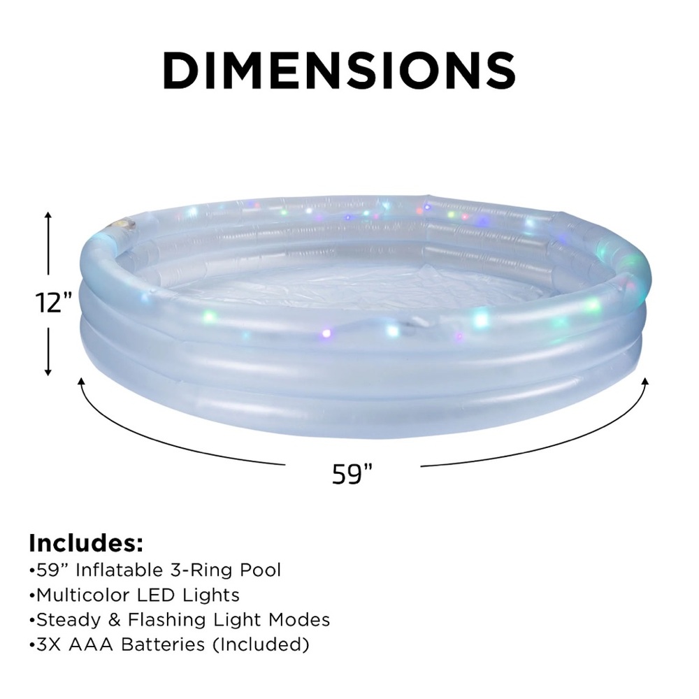 HGlo Inflatable LED 3-Ring Pool 59" Diameter - Picture 6 of 6